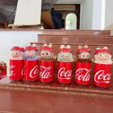 Іграшка-брелок Labubu у банку Coca-Cola Блакитний персонаж ЛАБУБУ з вушками
