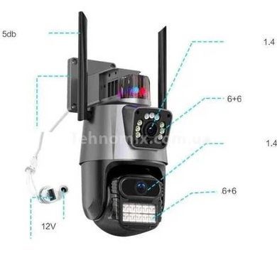 Камера видеонаблюдения уличная поворотная с сиреной и зумом Dual Lens Zoom 3MP