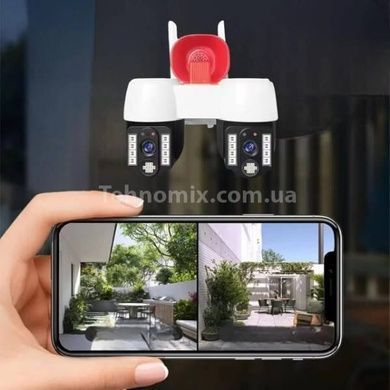 Камера відеоспостереження подвійна із сиреною CAMERA WIFI WITH ALARAM A2S Біла