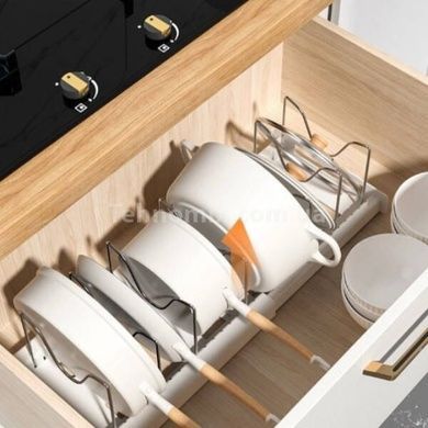 Розсувний органайзер для зберігання кришок від каструль expanding cookware organiser Білий