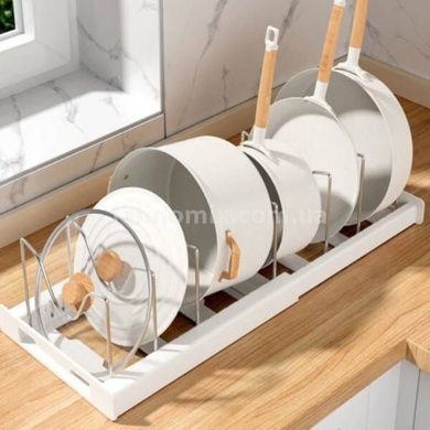 Розсувний органайзер для зберігання кришок від каструль expanding cookware organiser Білий