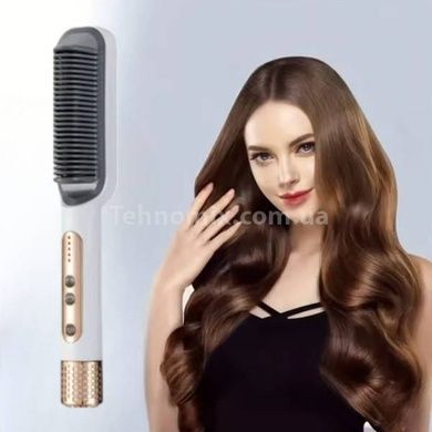 Расческа выпрямитель для волос с регулировкой температуры Sokany SK-1008 Белая с золотым