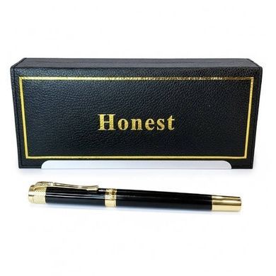 Ручка шариковая металлическая в подарочном футляре Honest 3232 Черная с золотым