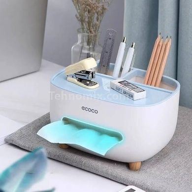 Контейнер для салфеток настольный с органайзером для мелочей Tissue box Белый