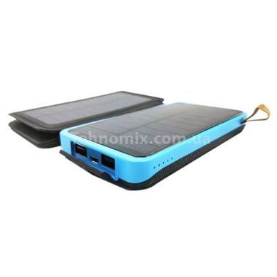 Power Bank із сонячною зарядкою в розкладному чохлі 10000mAh Solar Charger Power Bank Чорний із блакитним