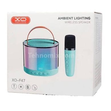 Портативная колонка с микрофоном XO F47 Aurora Atmosphere Light Bluetooth Audio Голубая