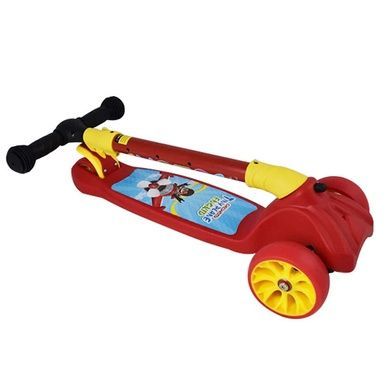 Самокат Scooter Maxi со светящимися колесами, фонариком, складной руль Красный