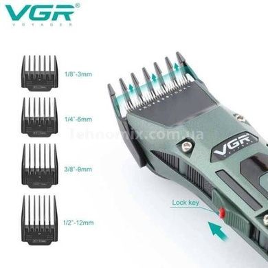 Машинка для стрижки аккумуляторная с дисплеем VGR V-696 с насадками