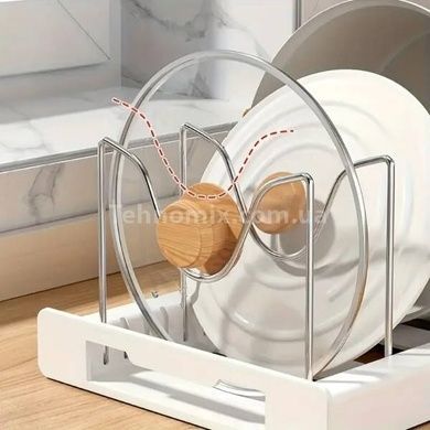 Розсувний органайзер для зберігання кришок від каструль expanding cookware organiser Білий