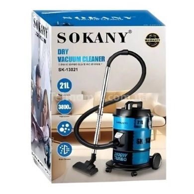 Пылесос профессиональный с мешком для сбора мусора 21л 3800Вт SOKANY SK-13021 Черный с голубым
