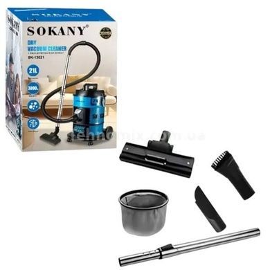 Пылесос профессиональный с мешком для сбора мусора 21л 3800Вт SOKANY SK-13021 Черный с голубым