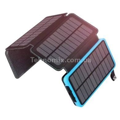 Power Bank із сонячною зарядкою в розкладному чохлі 10000mAh Solar Charger Power Bank Чорний із блакитним