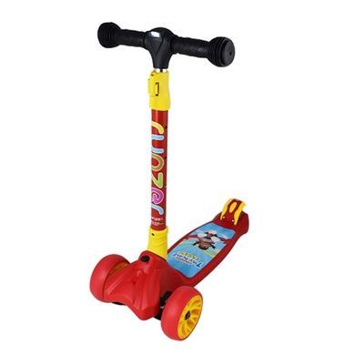 Самокат Scooter Maxi со светящимися колесами, фонариком, складной руль Красный