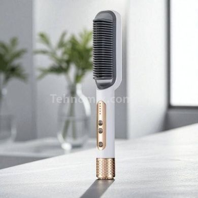 Расческа выпрямитель для волос с регулировкой температуры Sokany SK-1008 Белая с золотым