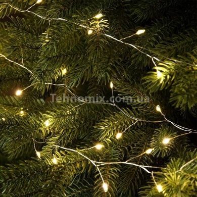 Гірлянда роса мішура пухнаста 50м 1500LED USB Білий дріт, тепле світло