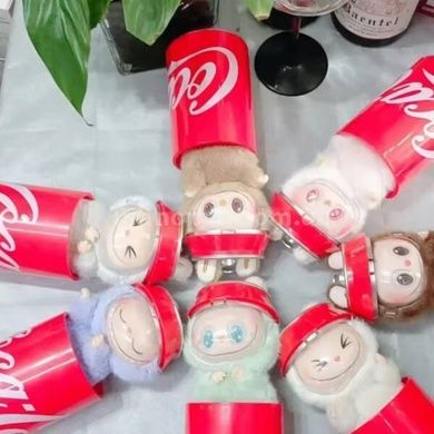 Іграшка-брелок Labubu у банку Coca-Cola Блакитний персонаж ЛАБУБУ з вушками