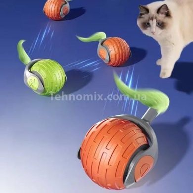 Игрушка для котов интерактивная Мячик с хвостом движущийся Cat toy ball Красный