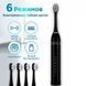 Зубная щетка электрическая 4 насадки SONIC TOOTHBRUSH X-3 Черная