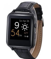 Розумний годинник Smart Watch X7 з чорним шкіряним ремінцем та срібним обідком