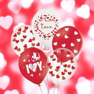 Набор воздушных латексных шаров Love 5шт 30см 2-66925956 Красные с белым