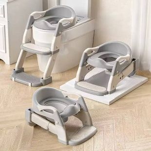 Детское сидение на унитаз со ступеньками Babycare Серое