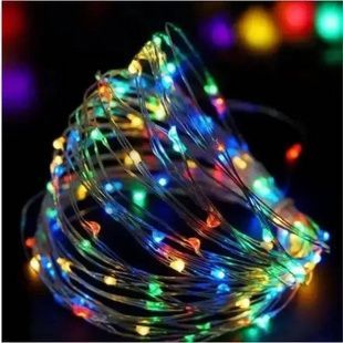 Гірлянда роса лінійна на батарейках мідний провід 3м Мультиколор