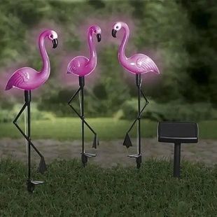 Декор садовый Фламинго 3шт светящиеся на солнечной панели FLAMINGO OUTDOOR SUPERLED Розовые