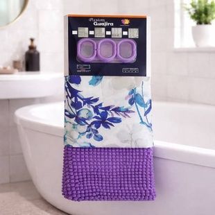 Комплект для ванної 2в1 шторка для душу 180*180см + килимок 40*60см Shower curtain W-6 Фіолетовий