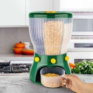 Диспенсер для сипучих продуктів на 10 кг поворотний із чашею Зелений