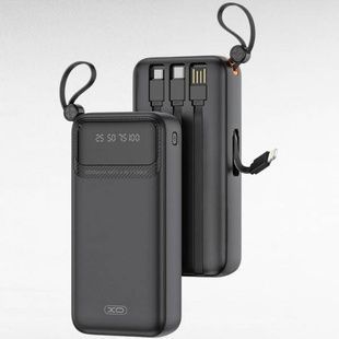 Power bank з 4 кабелями USB-A, TYPE-C, Micro, iP 20000 mAh XO PR279 Чорний
