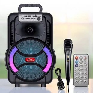 Колонка беспроводная с микрофоном и пультом управления RGB SPS 8166 Черная