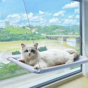 Лежанка для кішок на вікно з присосками Window Mounted Cat Bed Блакитна