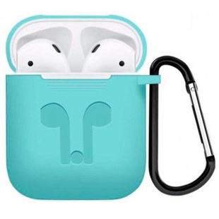 Чохол для AirPods силіконовий з карабіном Бірюзовий