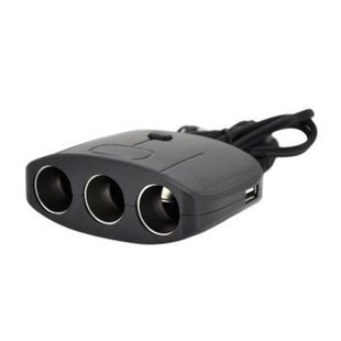 Автомобільний трійник-подовжувач у прикурювач Olesson 1635 2USB 12V/24V Чорний