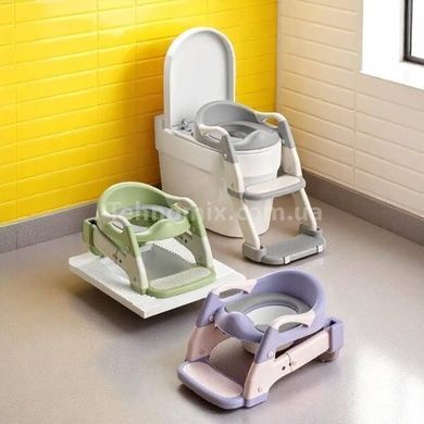 Детское сидение на унитаз со ступеньками Babycare Серое