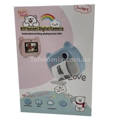 Детский фотоаппарат моментальной печати DIY Instant Digital Camera Голубой