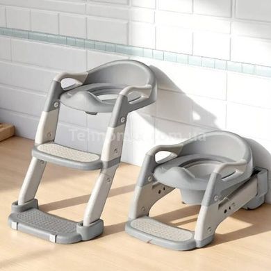 Детское сидение на унитаз со ступеньками Babycare Серое