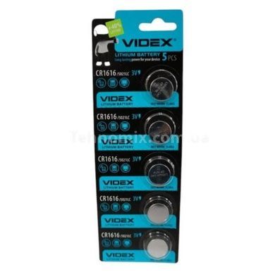 Набір батарейок 5шт на блістері Videx CR1616 3V