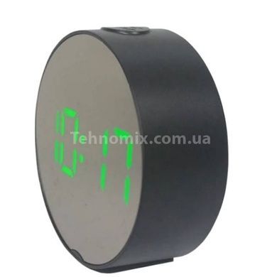 Часы настольные зеркальные 6505 mirror Черные с зеленой подсветкой