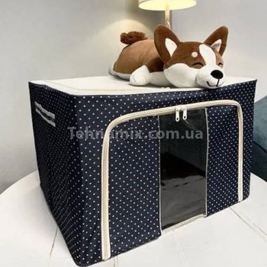 Сумка для речей та постільної білизни на 66л Storage box LY-766 Темно-синя у горошок