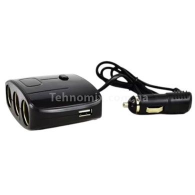 Автомобільний трійник-подовжувач у прикурювач Olesson 1635 2USB 12V/24V Чорний