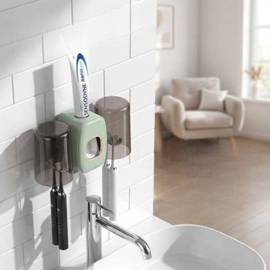 Тримач настінний для зубних щіток +2 чашки TOOTHBRUSH HOLDER Зелений
