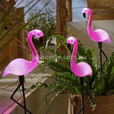 Декор садовый Фламинго 3шт светящиеся на солнечной панели FLAMINGO OUTDOOR SUPERLED Розовые