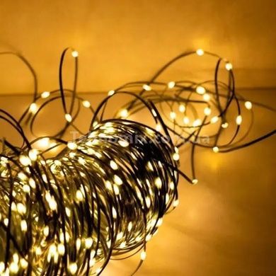 Гірлянда роса лінійна зелений дріт USB з пультом 5м 150LED Жовтий
