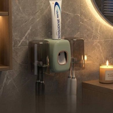 Тримач настінний для зубних щіток +2 чашки TOOTHBRUSH HOLDER Зелений