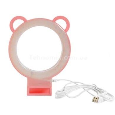Лампа светодиодная круглая настольная свет холодный/нейтральный/теплый USB Розовая