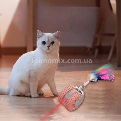 Іграшка для котів автоматична акумуляторна з вбудованою лазерною указкою Рожева