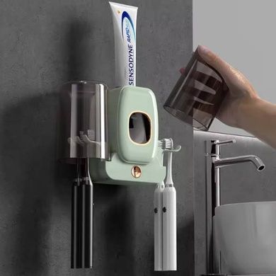 Тримач настінний для зубних щіток +2 чашки TOOTHBRUSH HOLDER Зелений