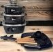 Набор посуды гранитный + набор утвари 14 предметов HIGHER+KITCHEN HK-317 Черный