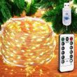 Гірлянда роса лінійна USB з пультом 40 м 400LED Жовтий